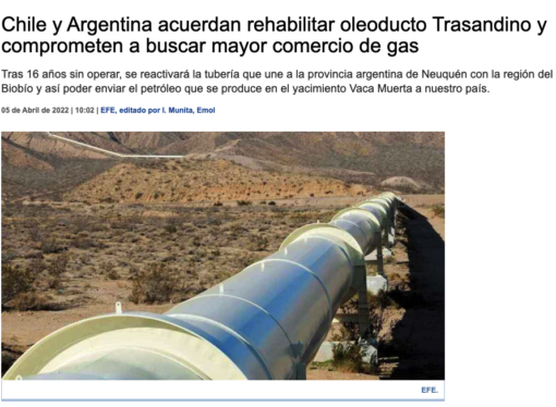 Chile y Argentina acuerdan rehabilitar oleoducto Trasandino y se comprometen a buscar mayor comercio de gas